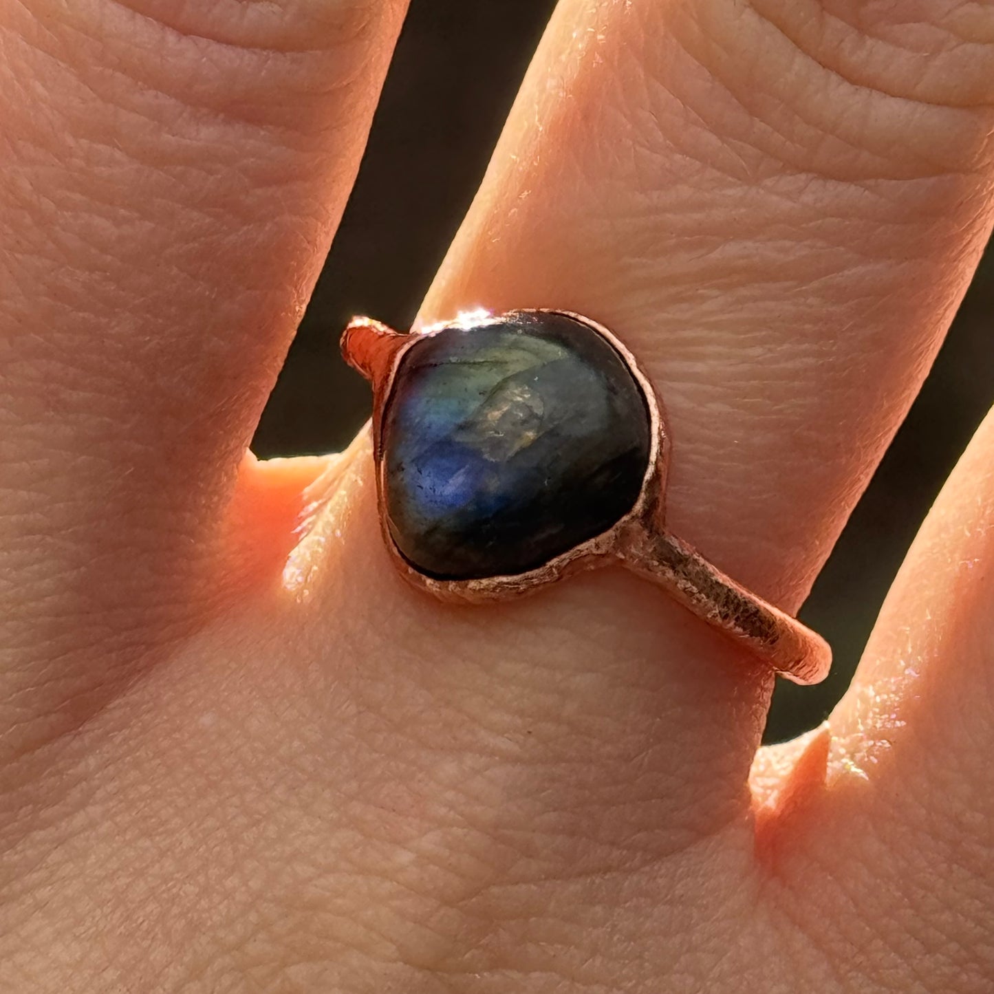 Labradorite Crystal Handmade Ring Size 8