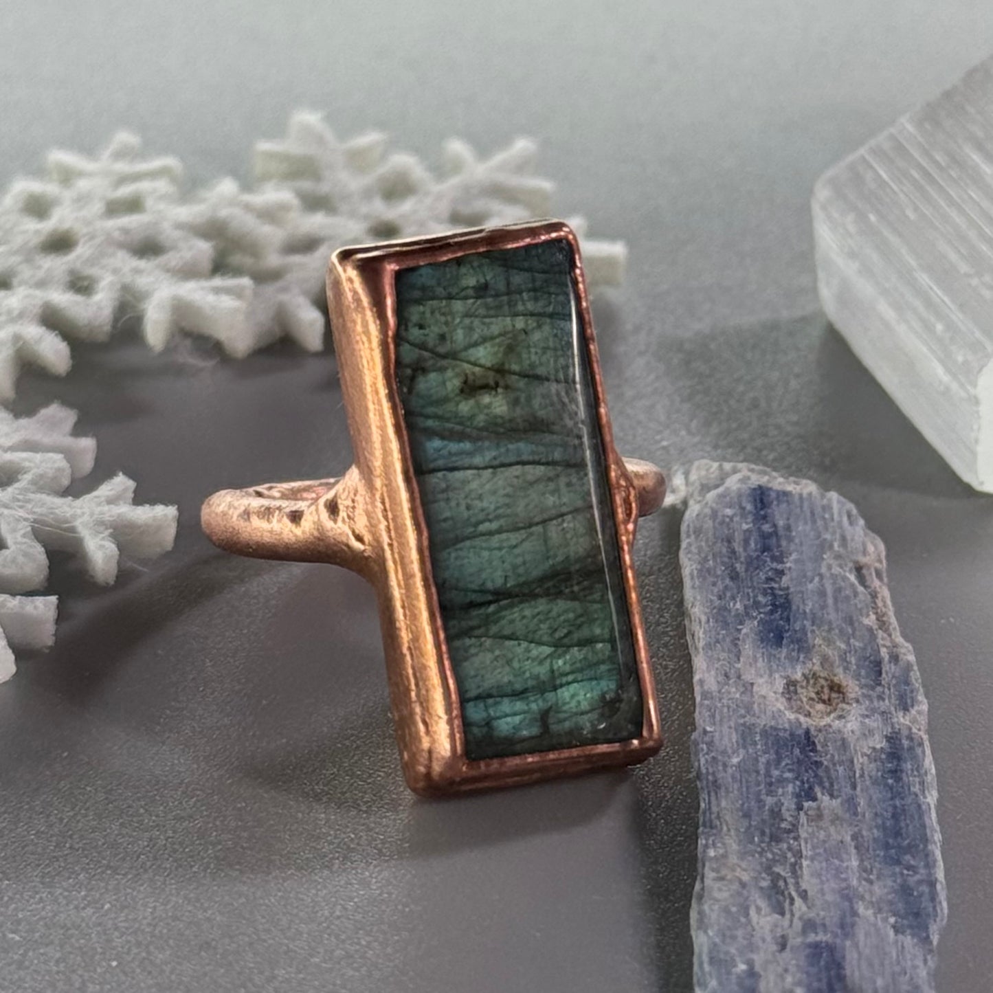 Labradorite Crystal Handmade Ring Size 8.5