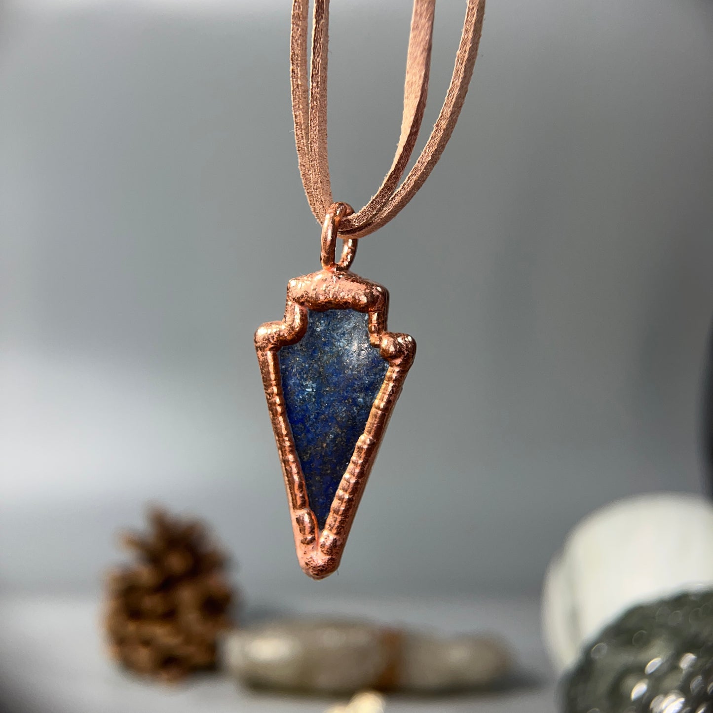 Lapis lazuli Arrowhead with Vegan Leather