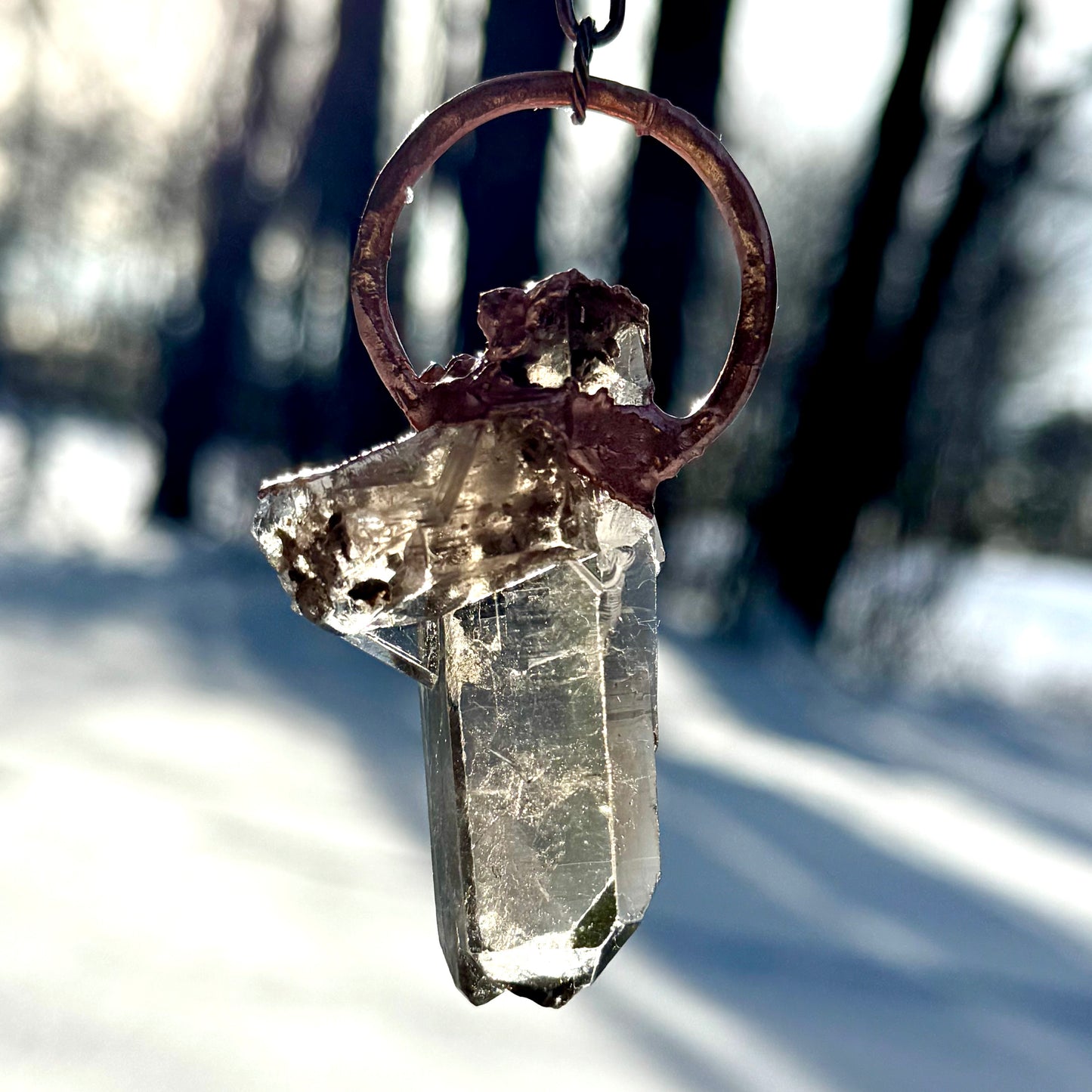 Smoky Rutile Crystal Point Pendant