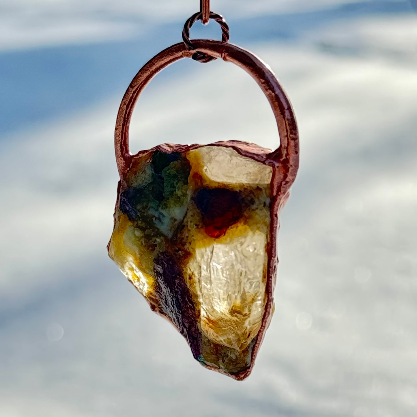 Pink + Green Tourmaline in Matrix Necklace