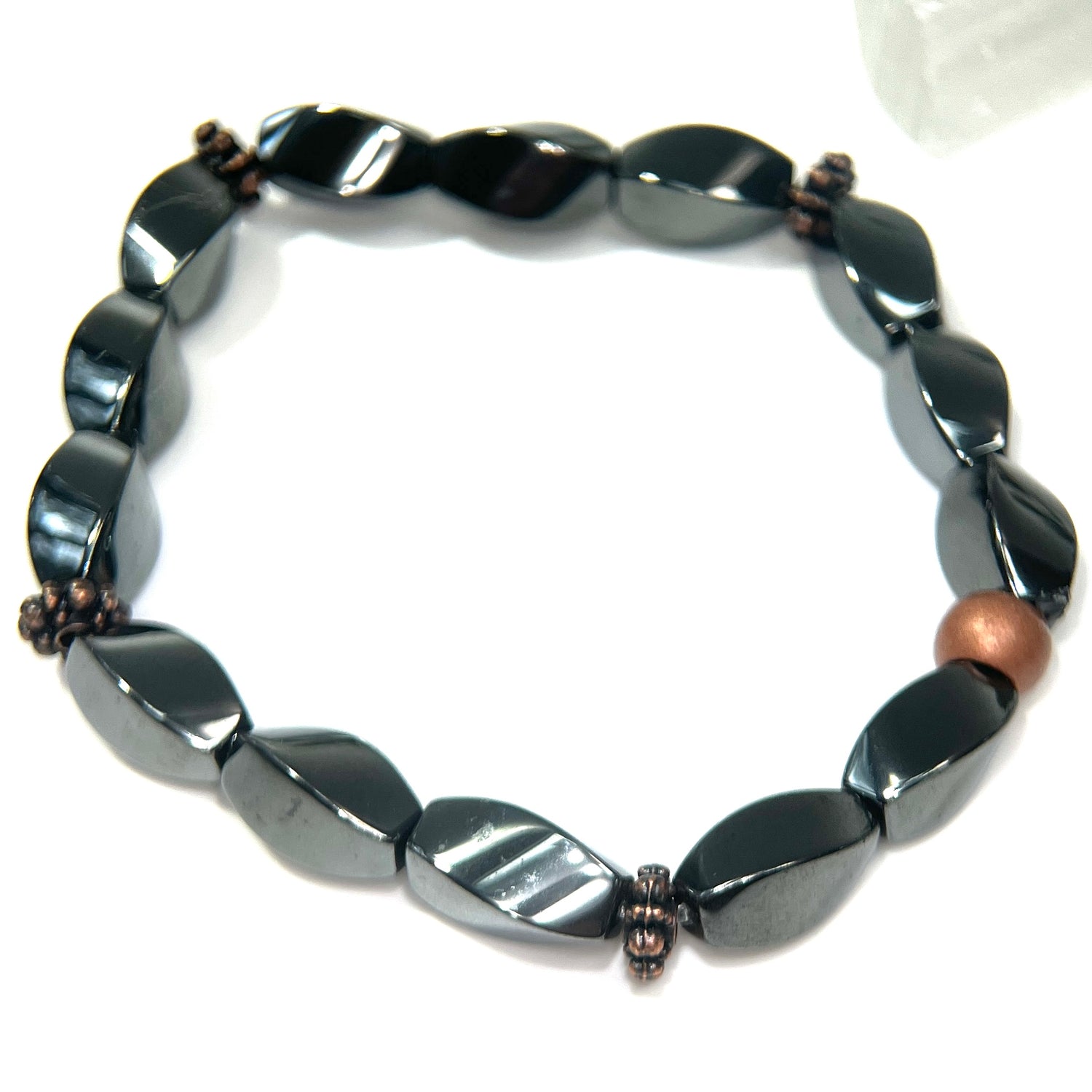 Handmade, hematite, crystal stack bracelet for men ￼
