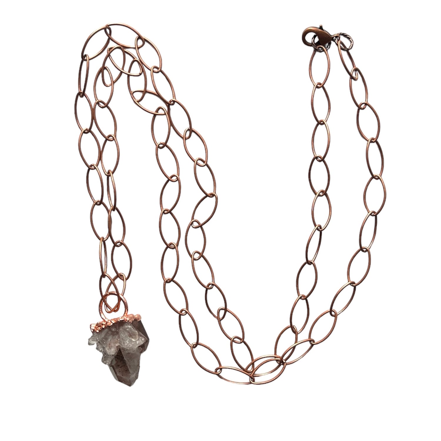 Lithium Quartz crystal copper chain necklace 