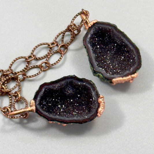 Bff friendship agate geode crystal necklace set