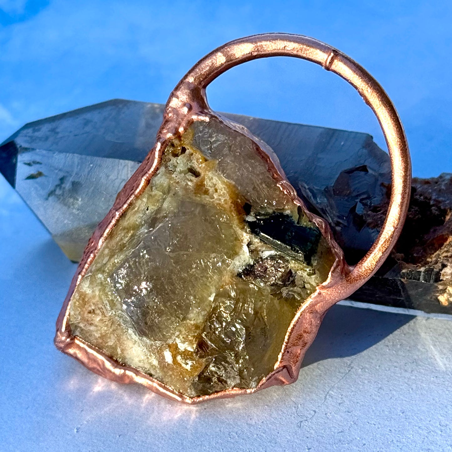 Pink + Green Tourmaline in Matrix Necklace