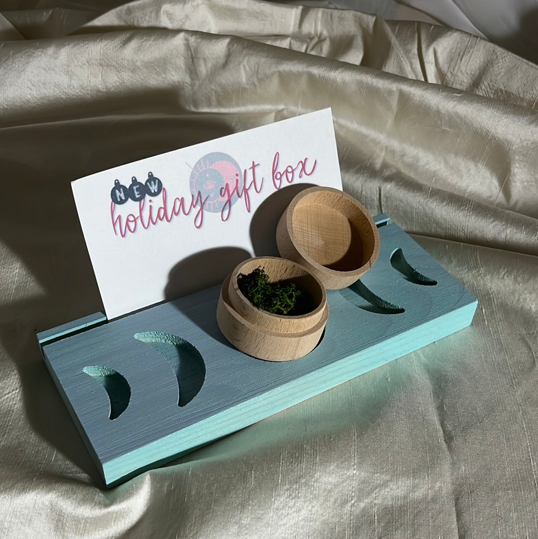 Handmade healing crystal ring wooden gift box 