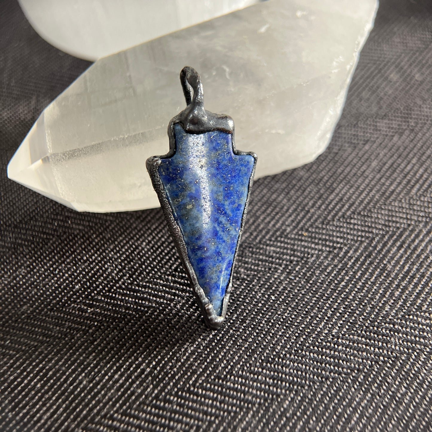 mens blue stone arrowhead necklace