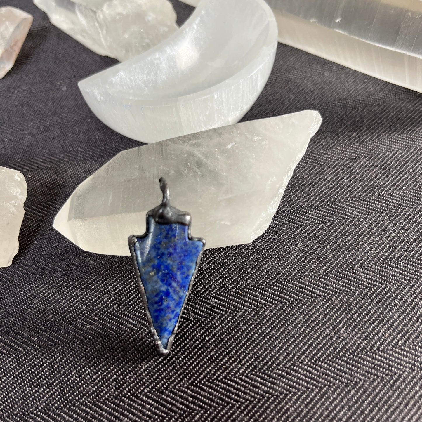 Blue Lapis Third Eye Chakra Arrowhead Stone Necklace