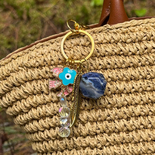 Boho chakra crystal bag charm