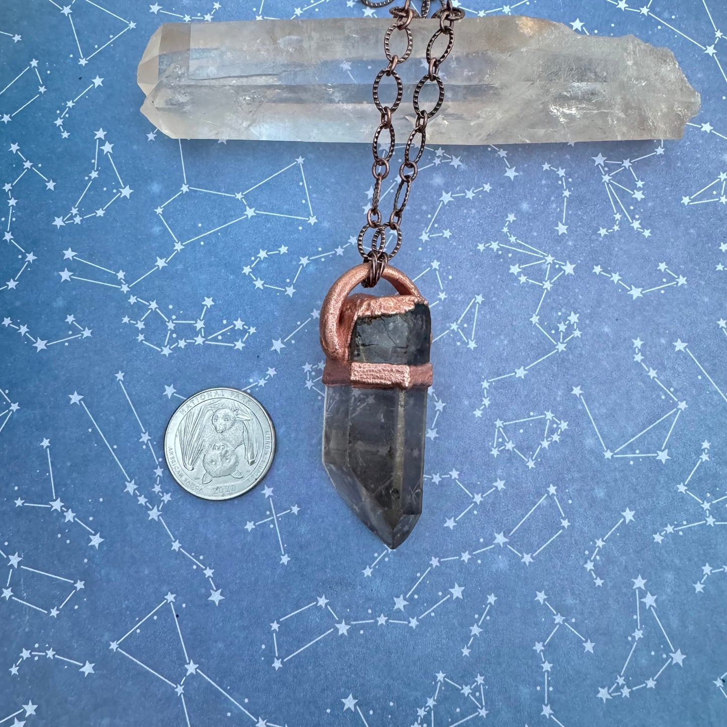 Smoky Rutile Crystal Point Pendant