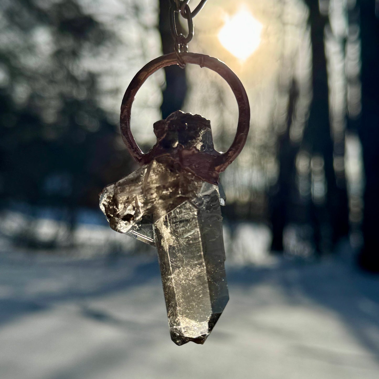 Smoky Rutile Crystal Point Pendant