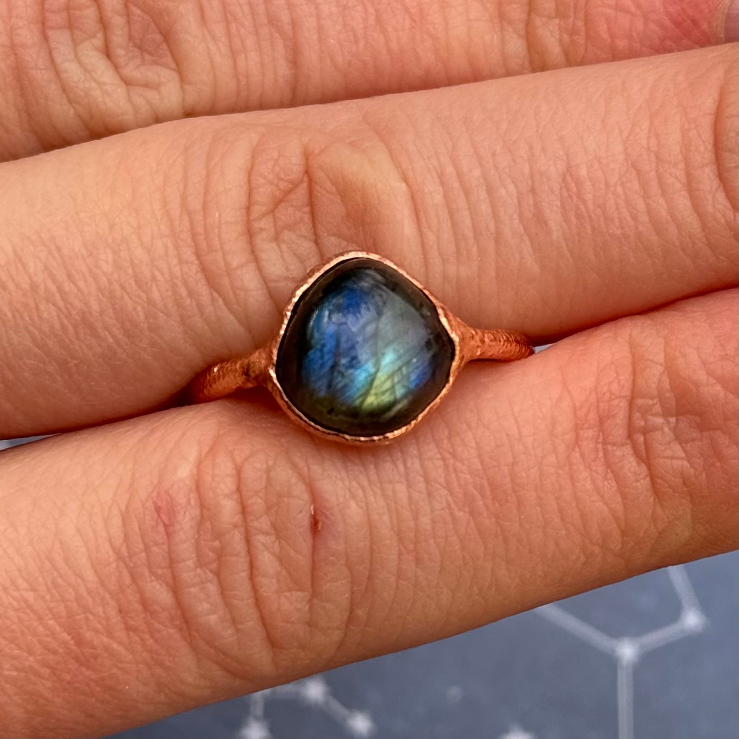 Labradorite Crystal Handmade Ring Size 8