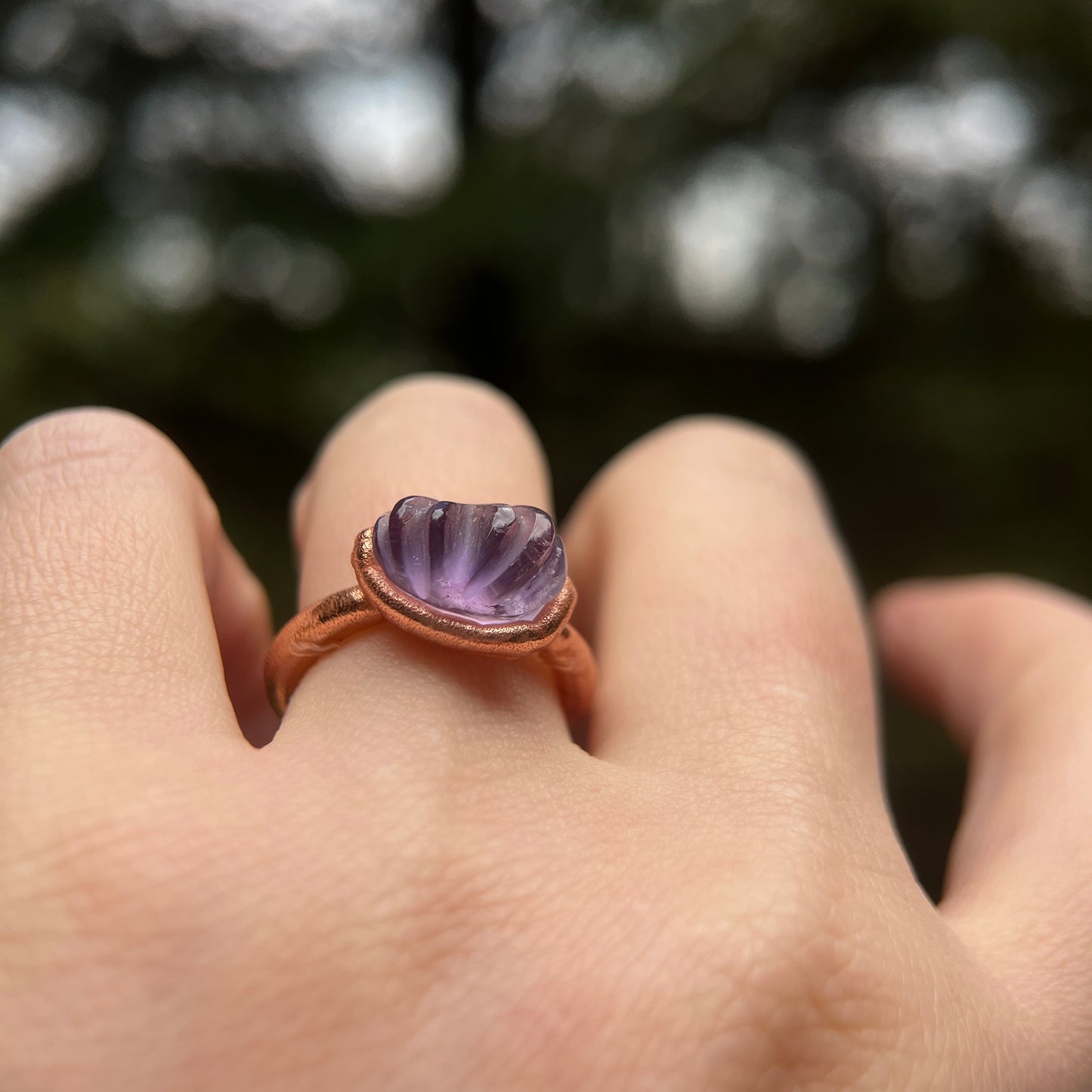 6 Carved Amethyst Ring