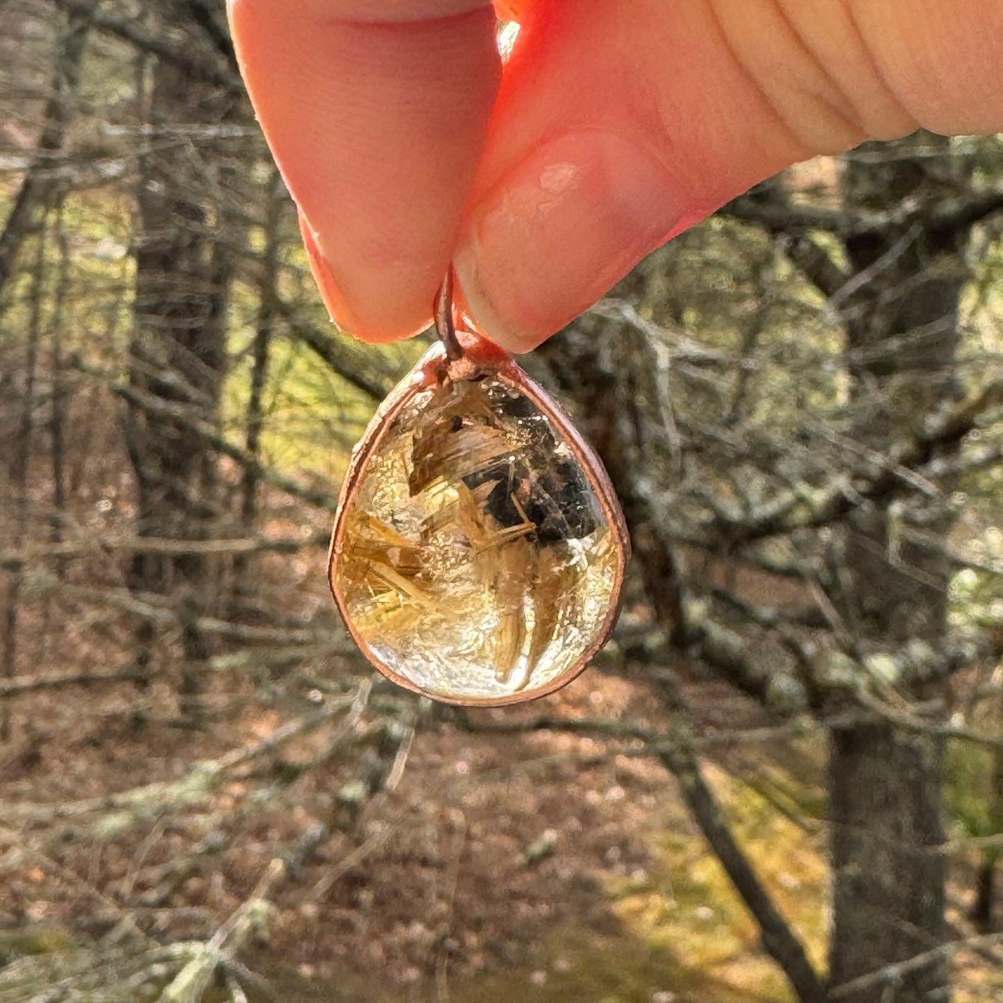 Rutilated Quartz Teardrop Pendant