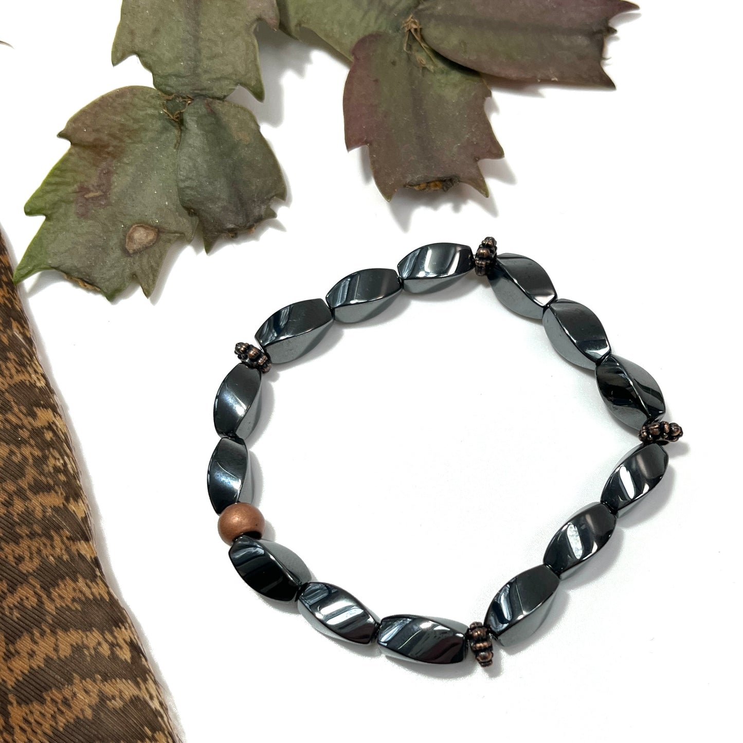 Gray, Hematite, Beaded,crystal , Bracelet, stretchy and stackable ￼
