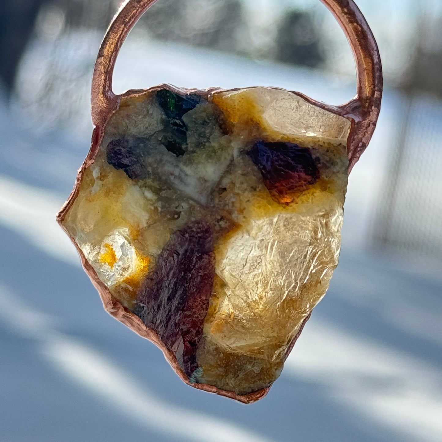 Pink + Green Tourmaline in Matrix Necklace