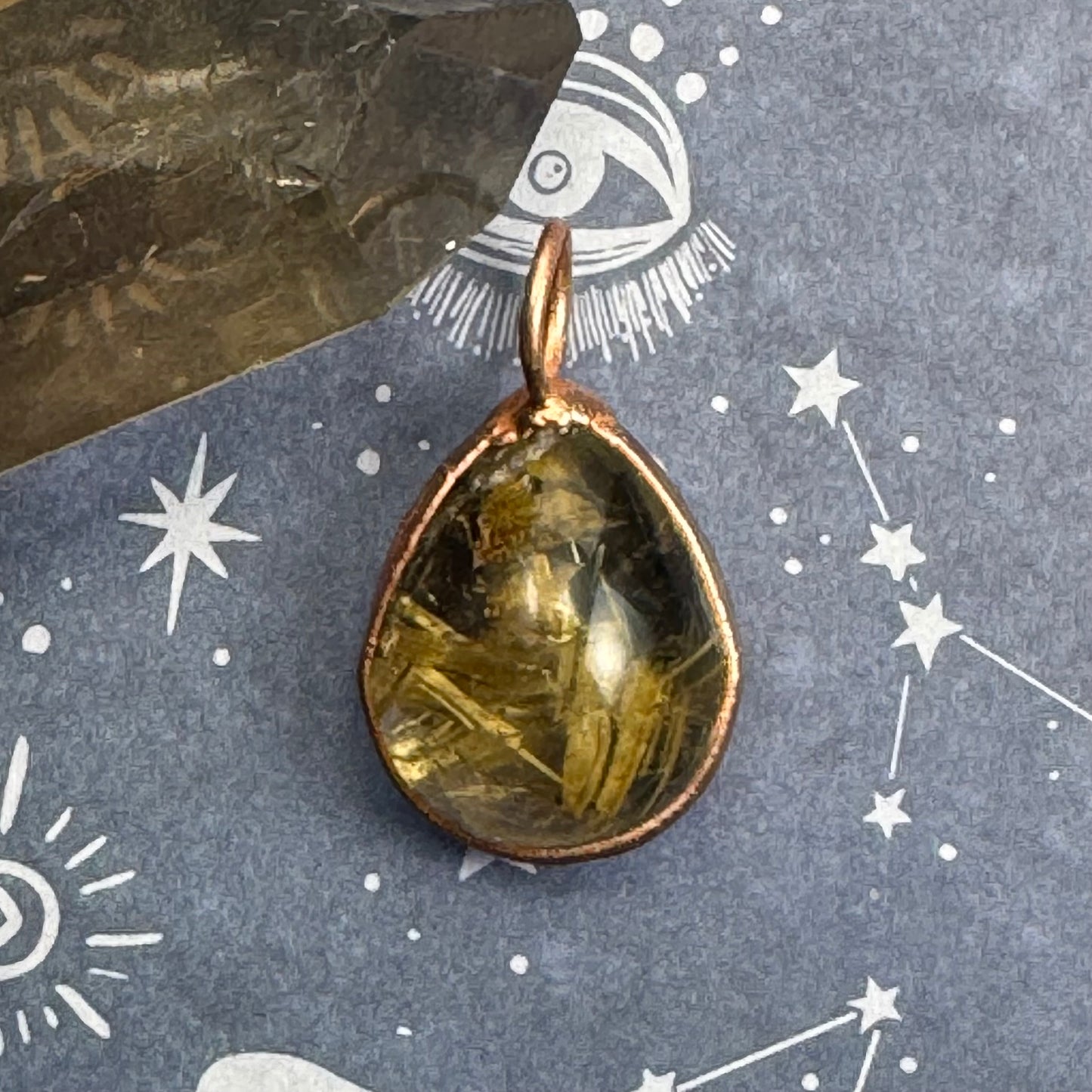 Rutilated Quartz Teardrop Pendant