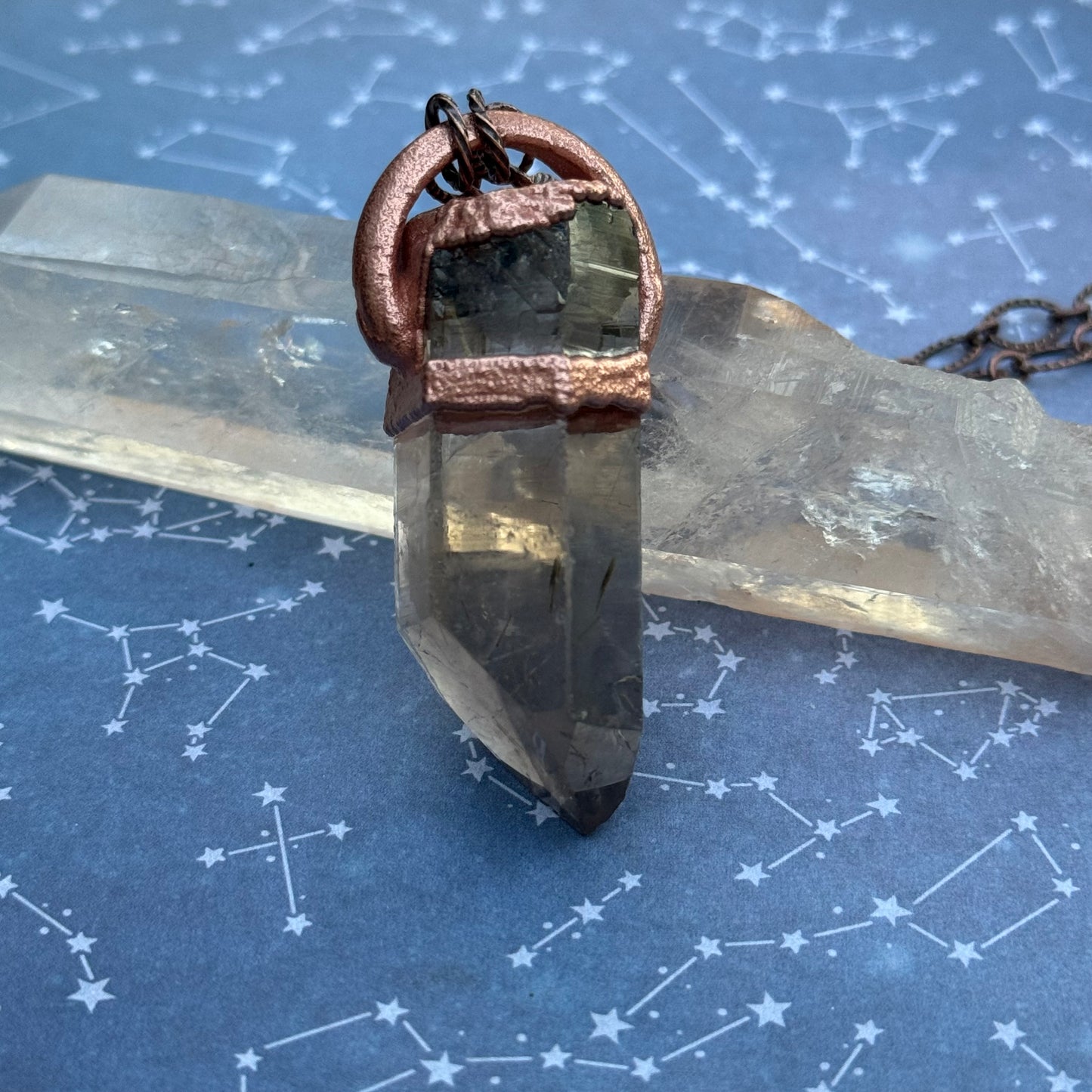 Smoky Rutile Crystal Point Pendant