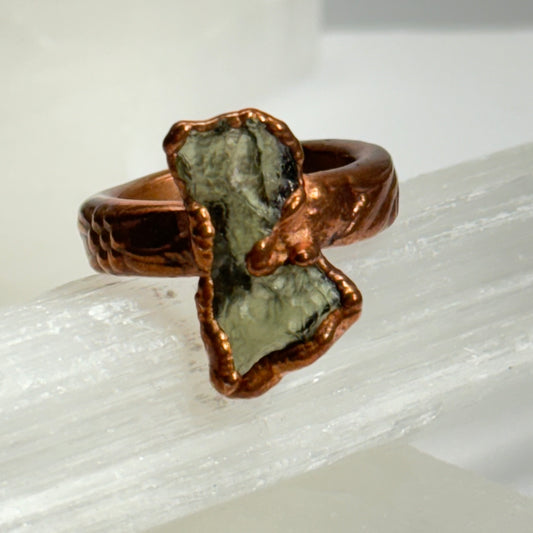 Mighty Moldavite Ring Handmade Size 9