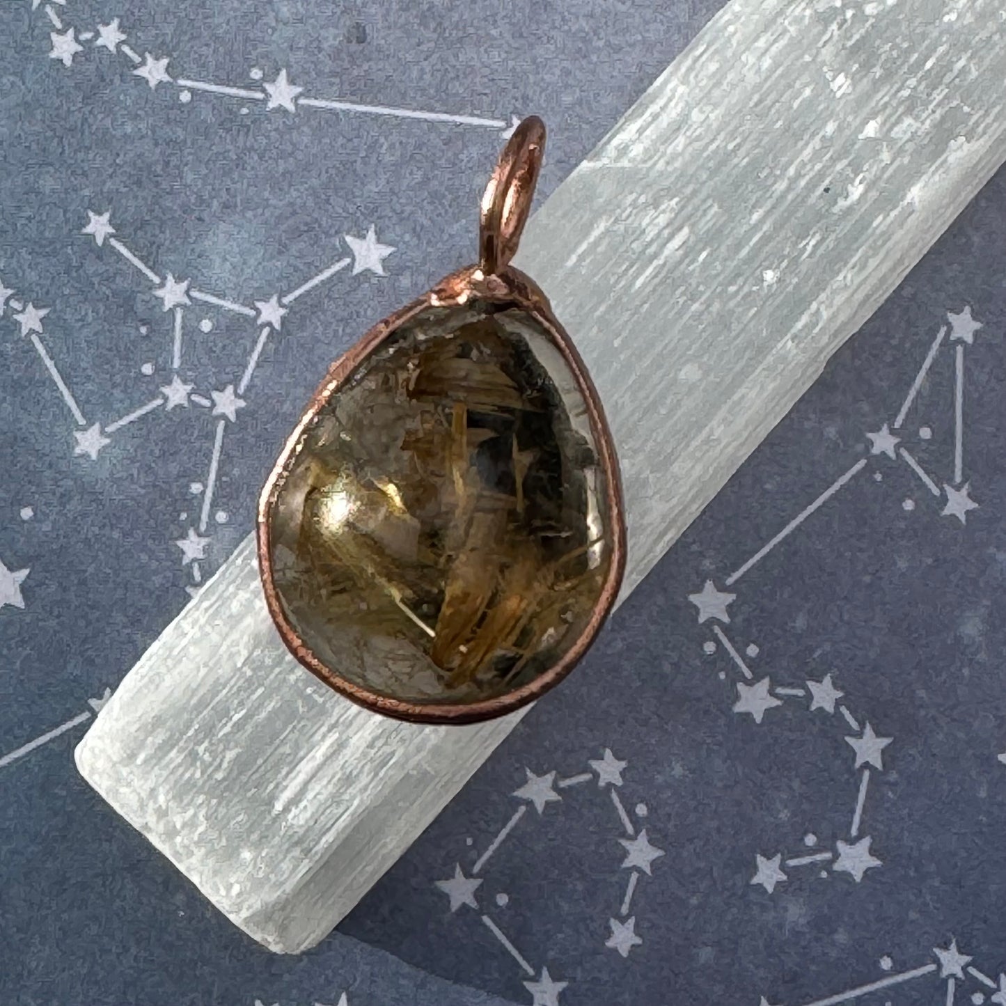 Rutilated Quartz Teardrop Pendant