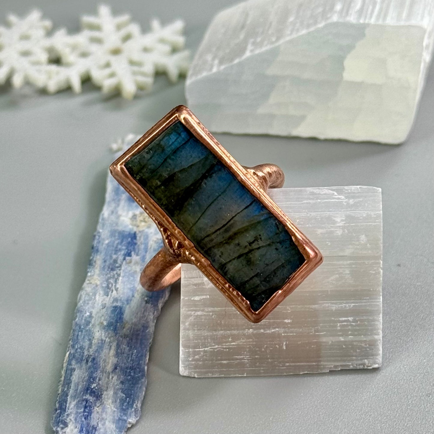 Labradorite Crystal Handmade Ring Size 8.5