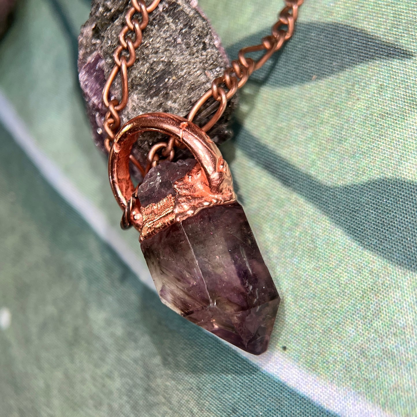 Smoky Amethyst Point Crystal Necklace