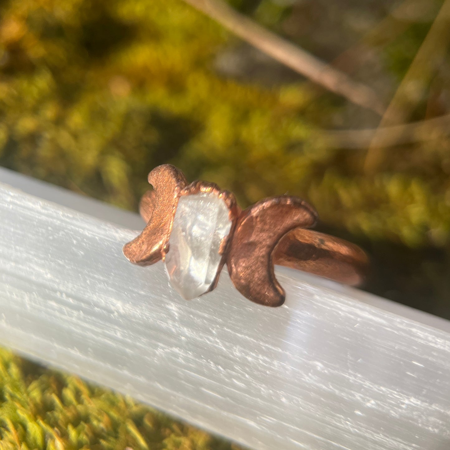 Herkimer Diamond Crystal Quartz Ring Handmade 10