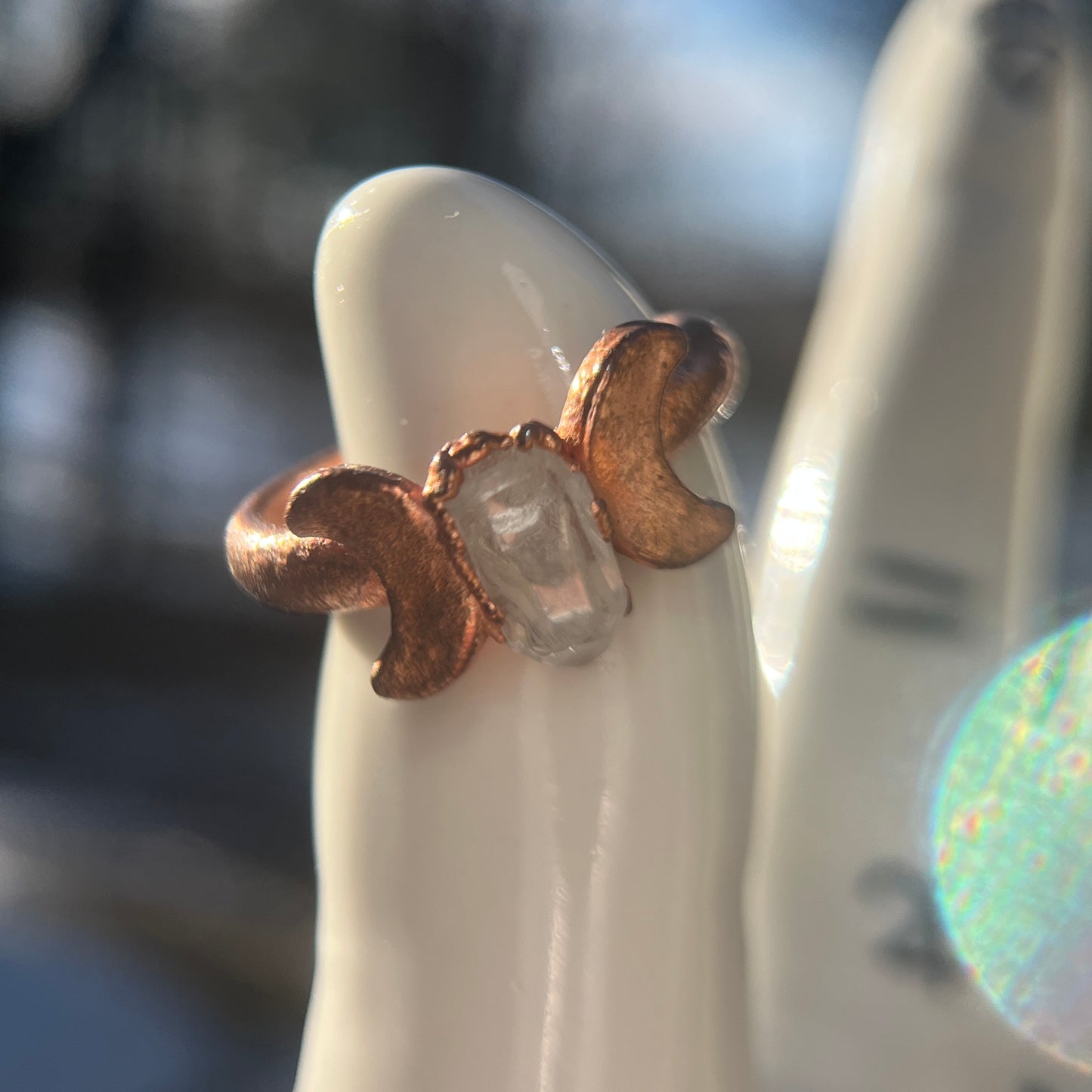 Herkimer Diamond Crystal Quartz Ring Handmade 10