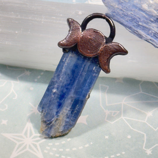 Triple moon Kyanite crystal necklace 