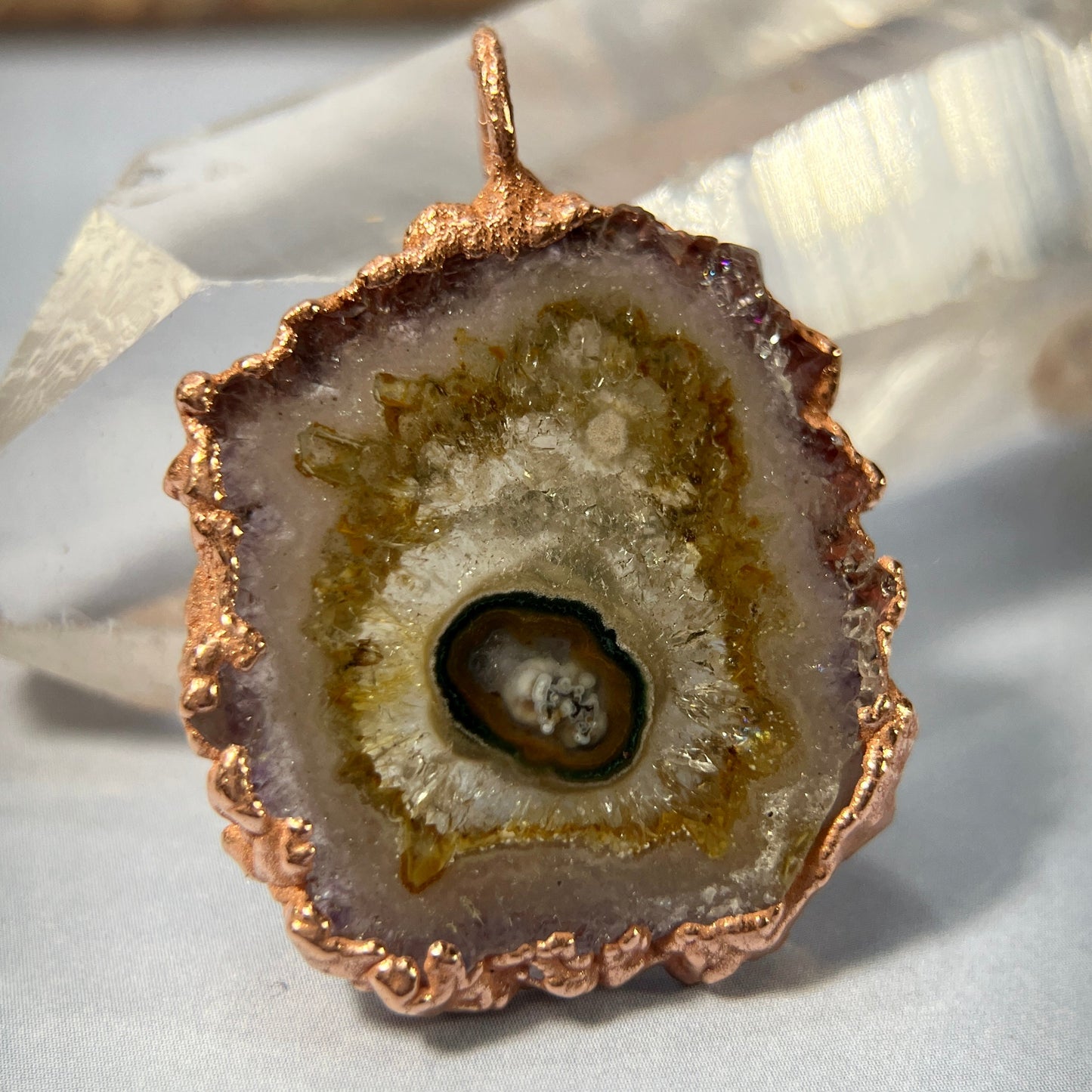 009 Handmade Lavender Agate Slice Necklace