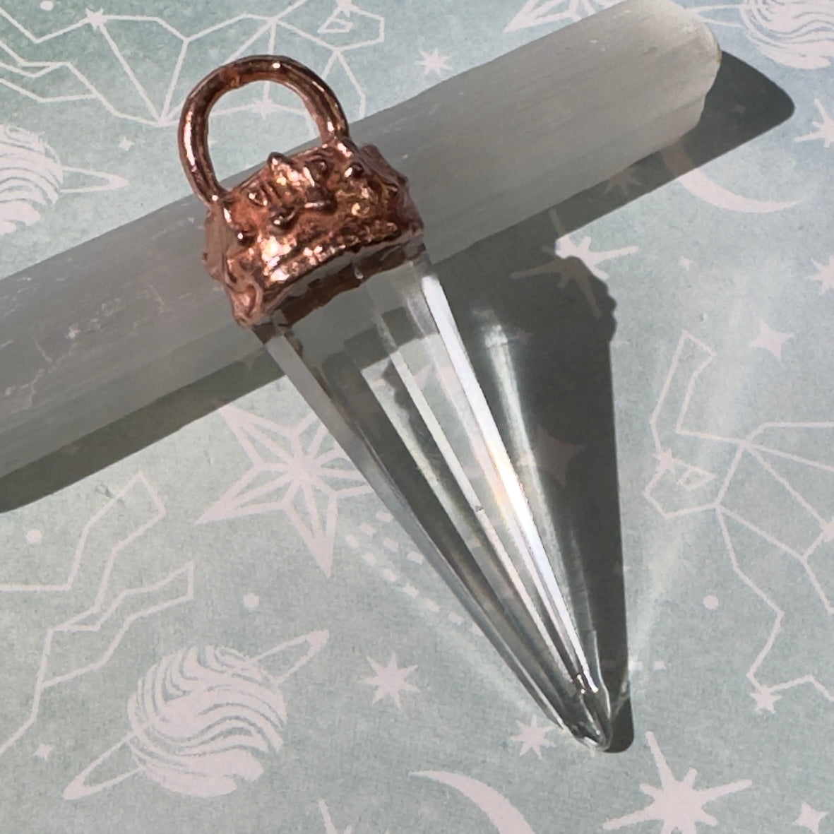 Quartz crystal pendulum point necklace 