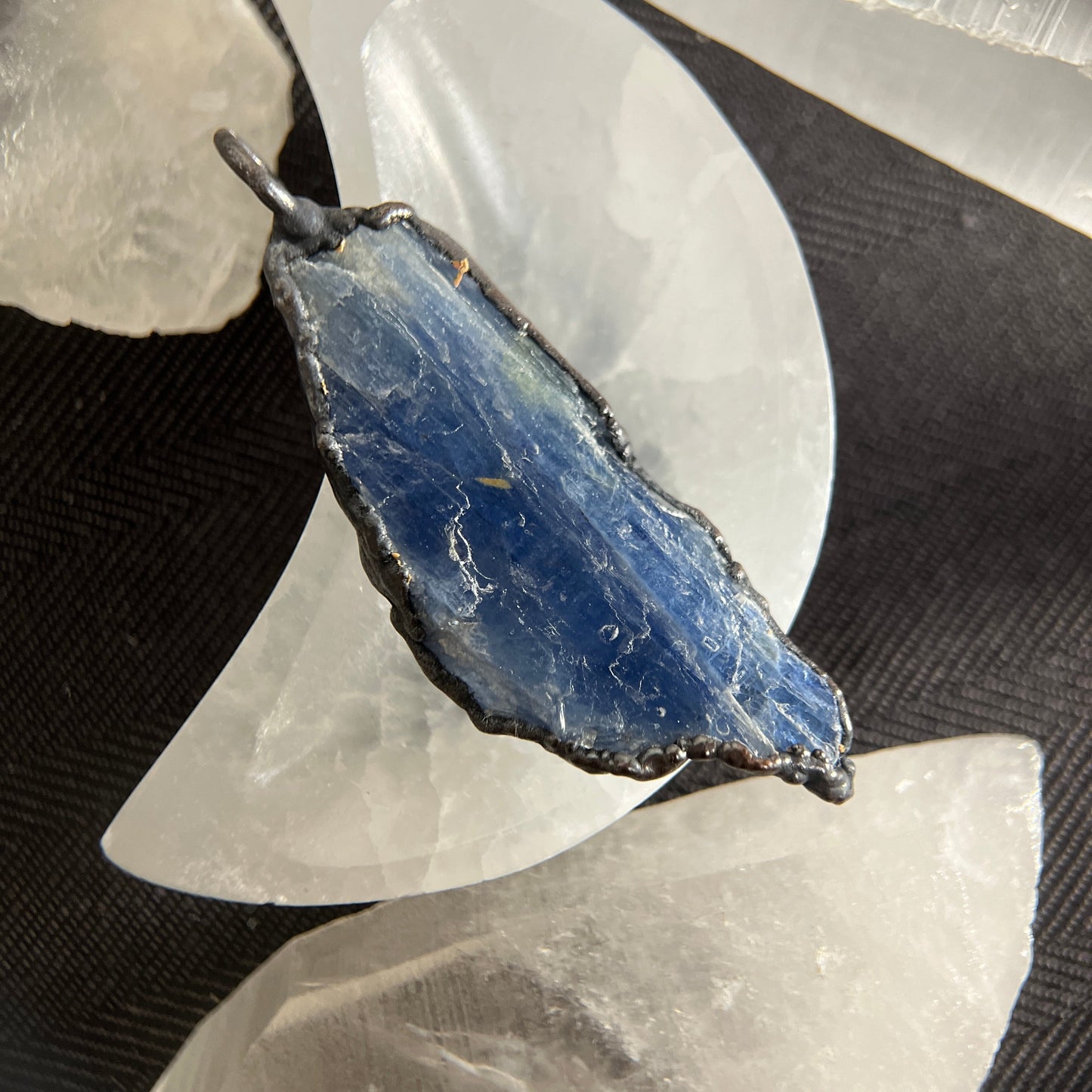 handmade blue healing crystal necklace unisex