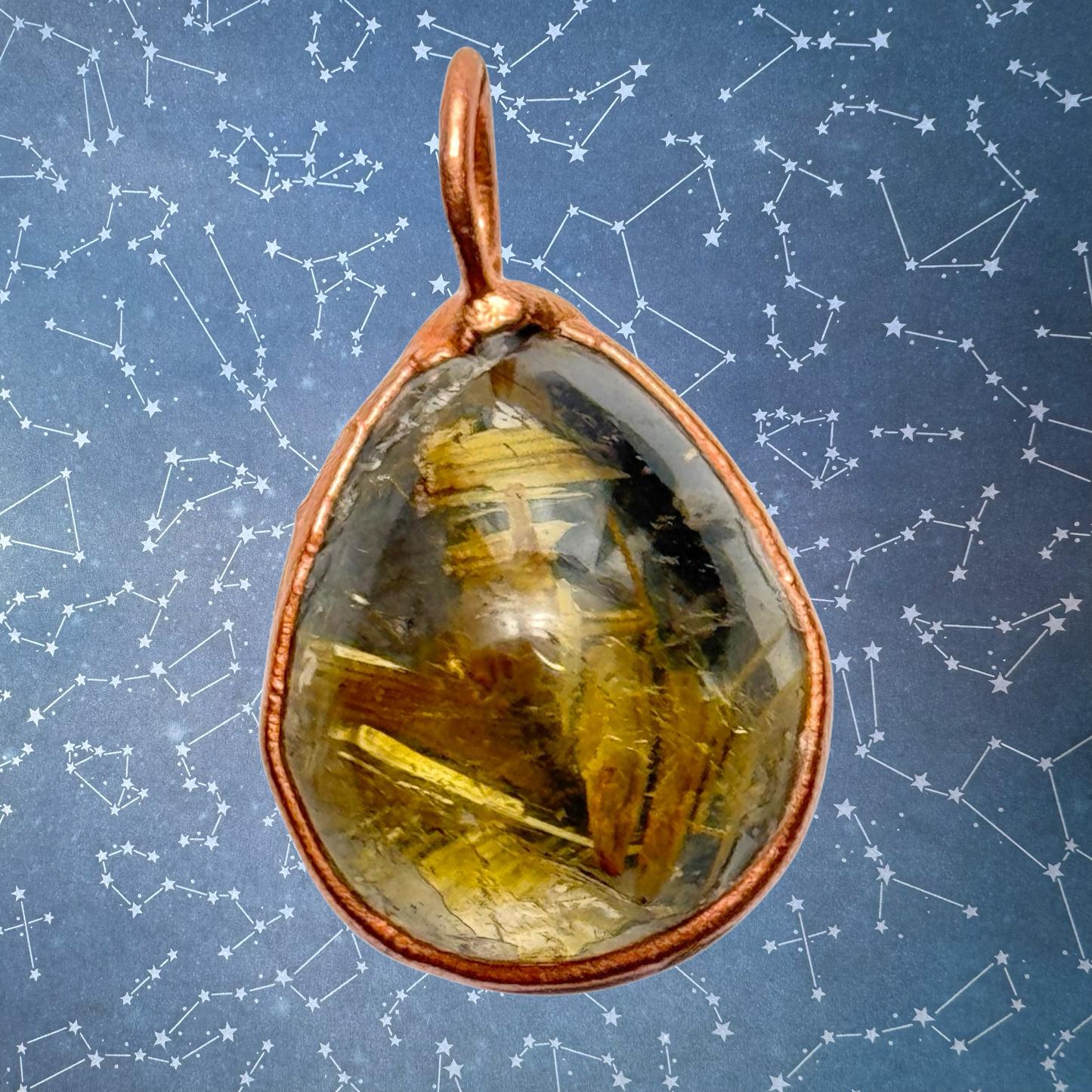 Rutilated Quartz Teardrop Pendant