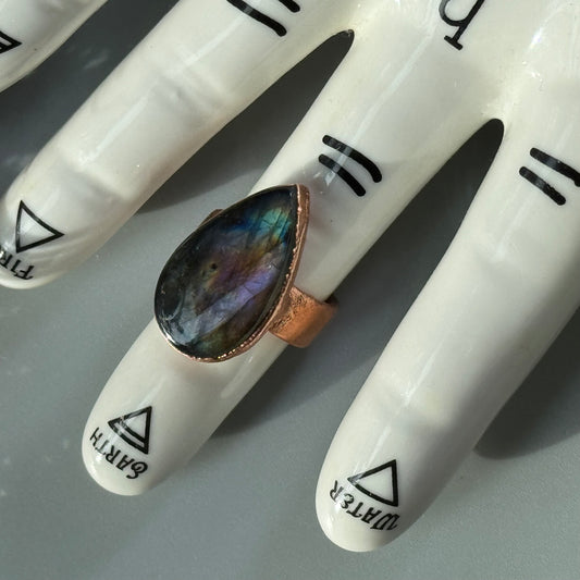 Labradorite Crystal Ring Size 6