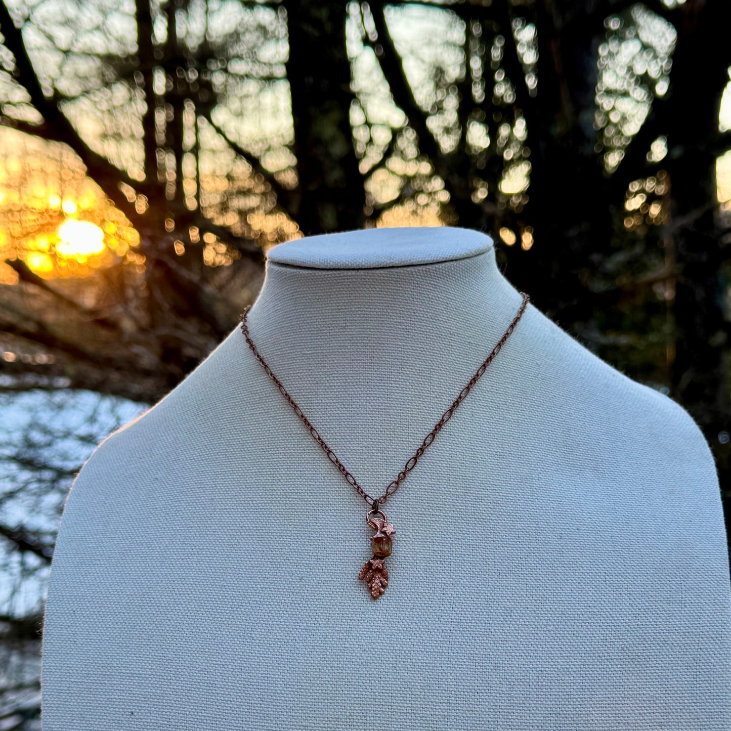 Topaz Cedar Moon Necklace