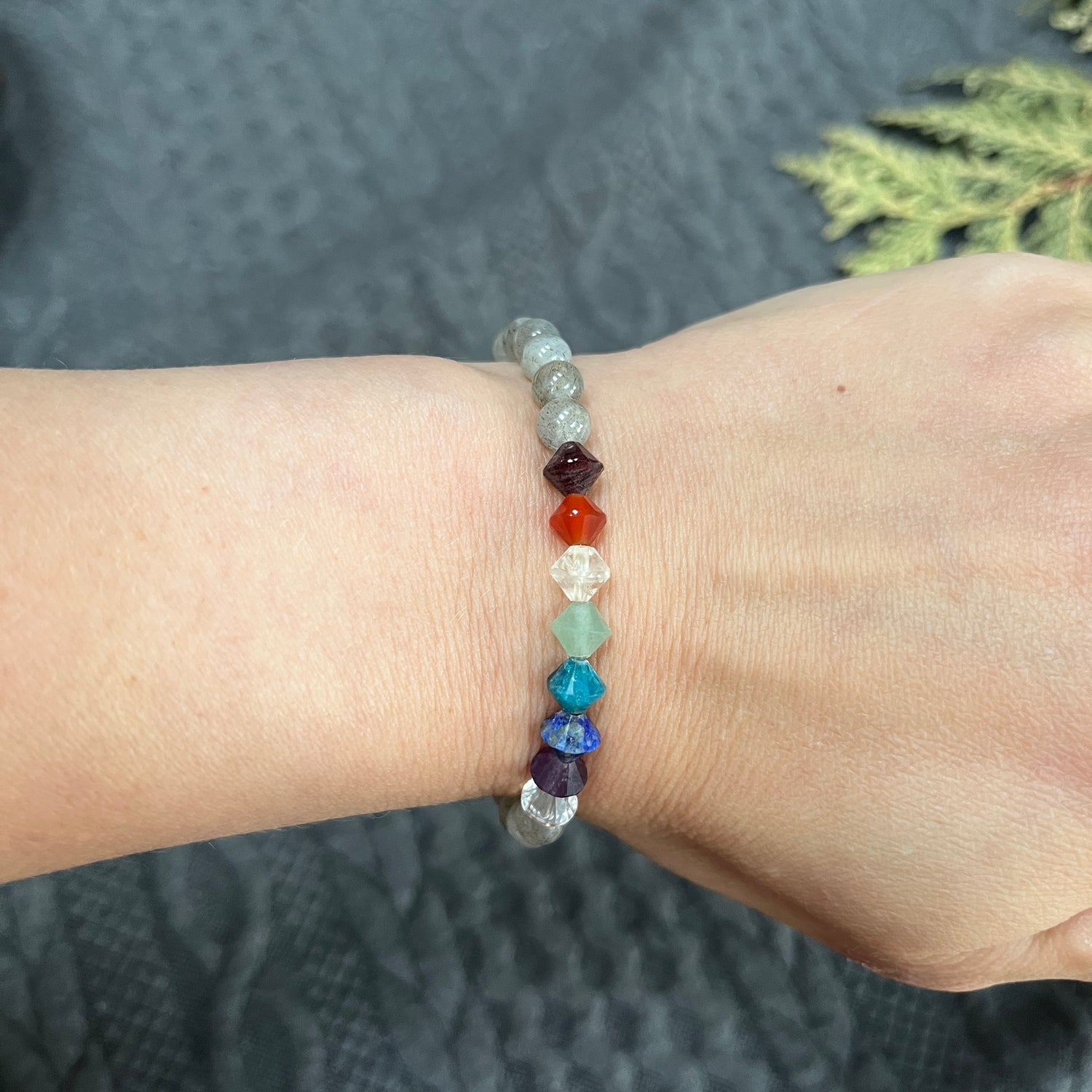 Handmade healing crystal stack bracelet