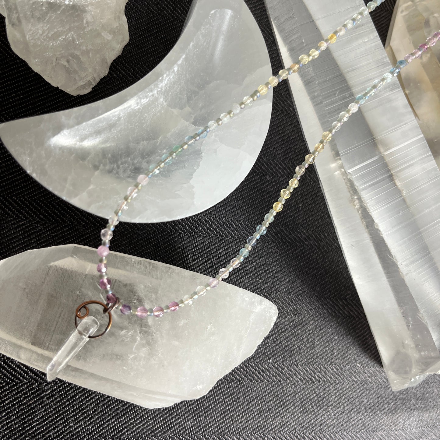 handmade tiny crystal layer necklace