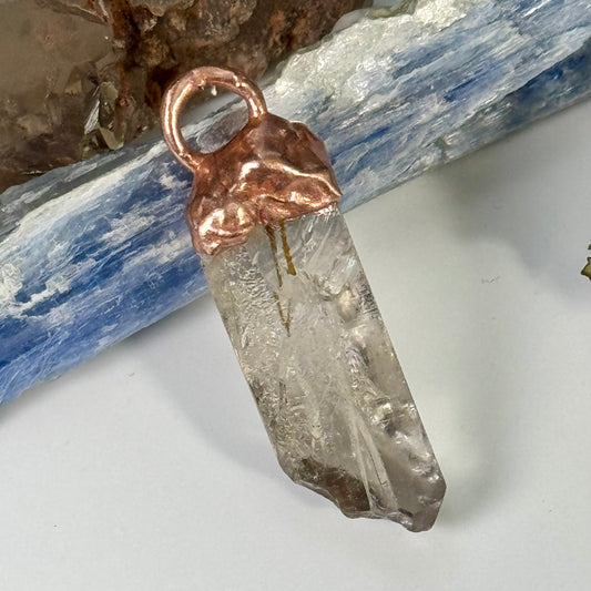 Brazilian smoky rutile crystal electroform pendant for sale by artist