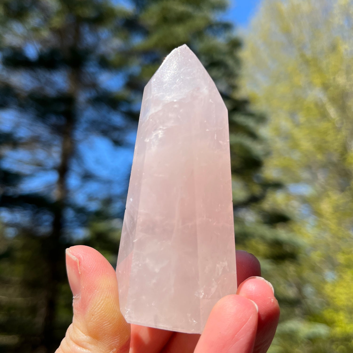 healing pink quartz crystal tower