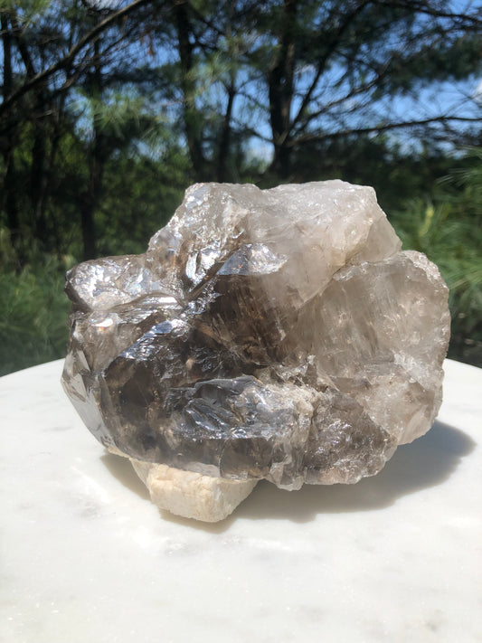 Large Round Smoky Elestial Meditation Crystal