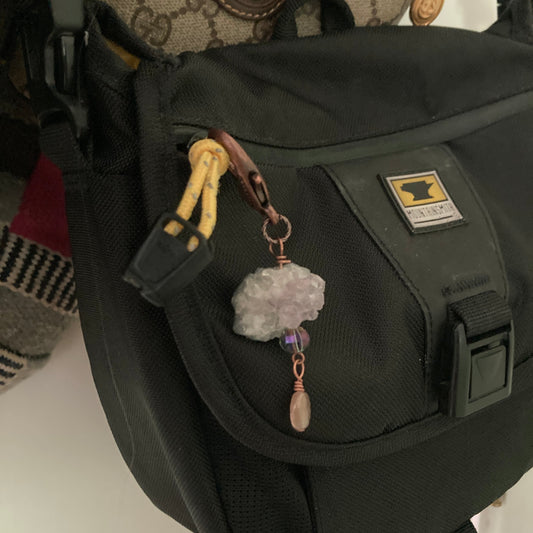 061 Amethyst Crystal Backpack Charm