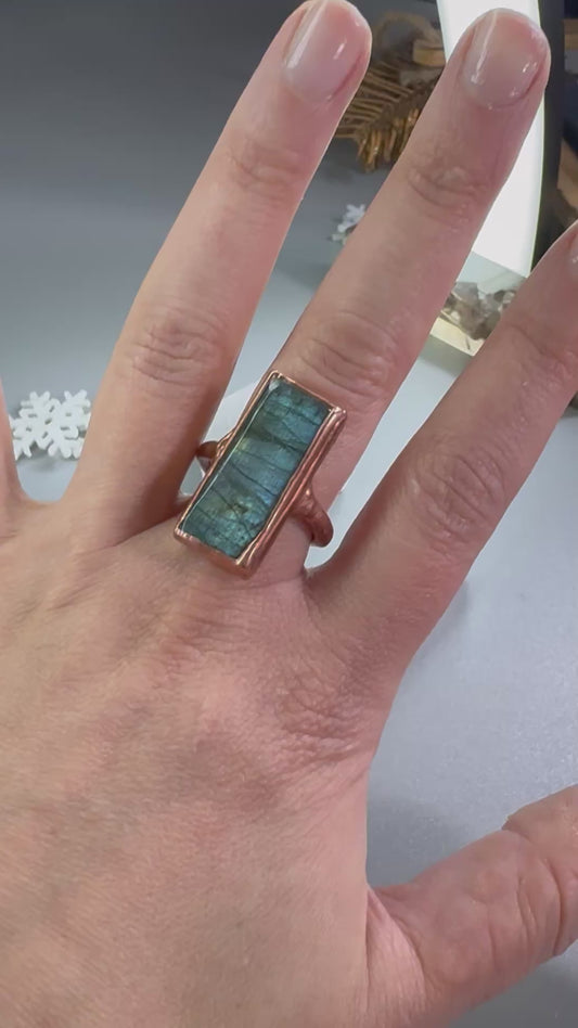 Labradorite Crystal Handmade Ring Size 8.5