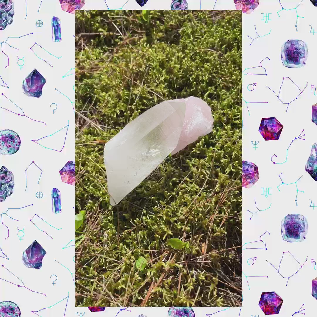 Video of a handheld sacred Lemurian seed quartz crystal for sale.