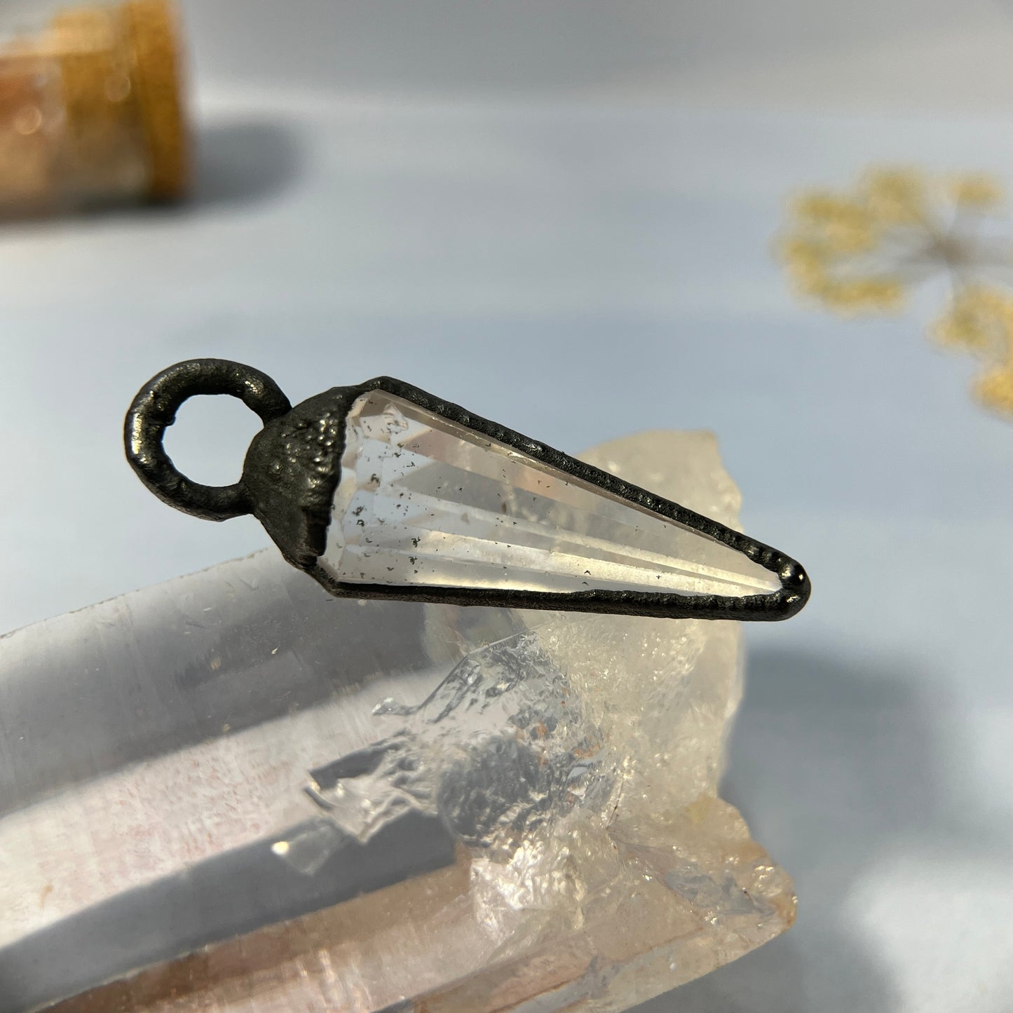 electroformed crystal point guys necklace