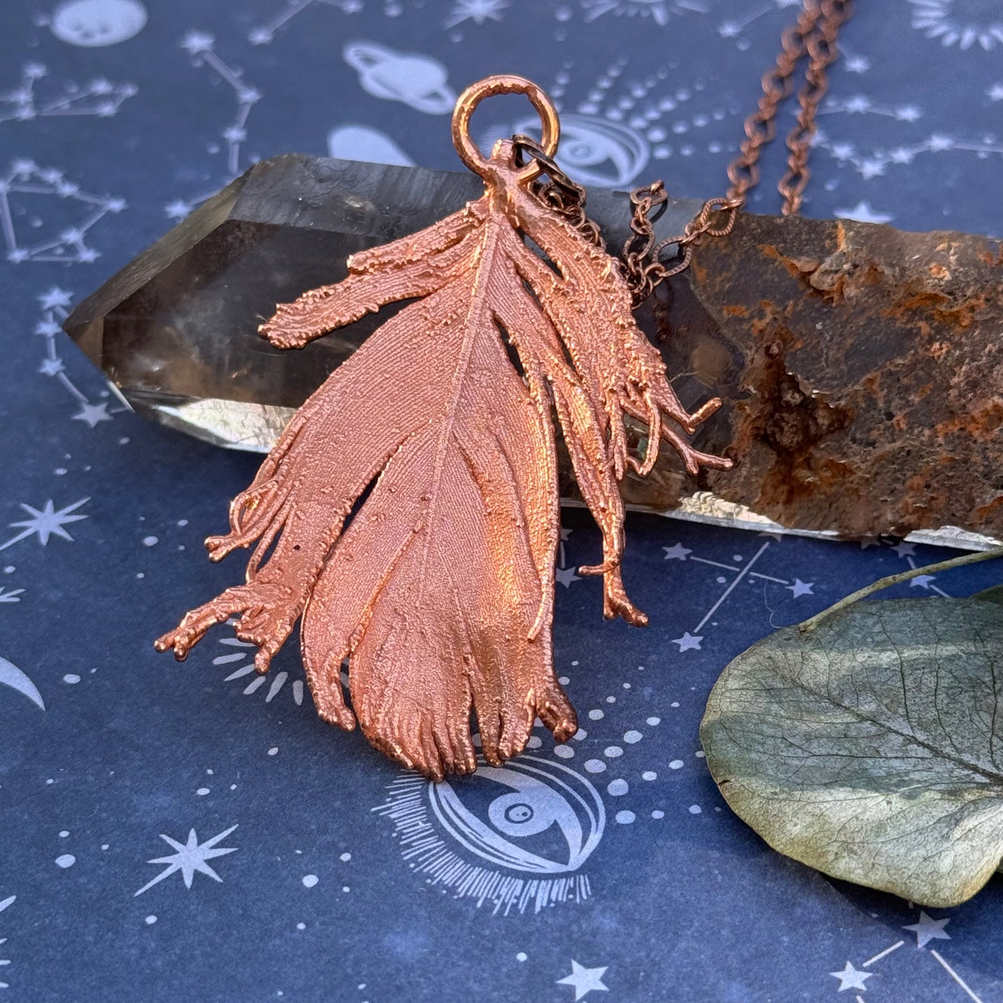 Electroformed Copper Feather Necklace