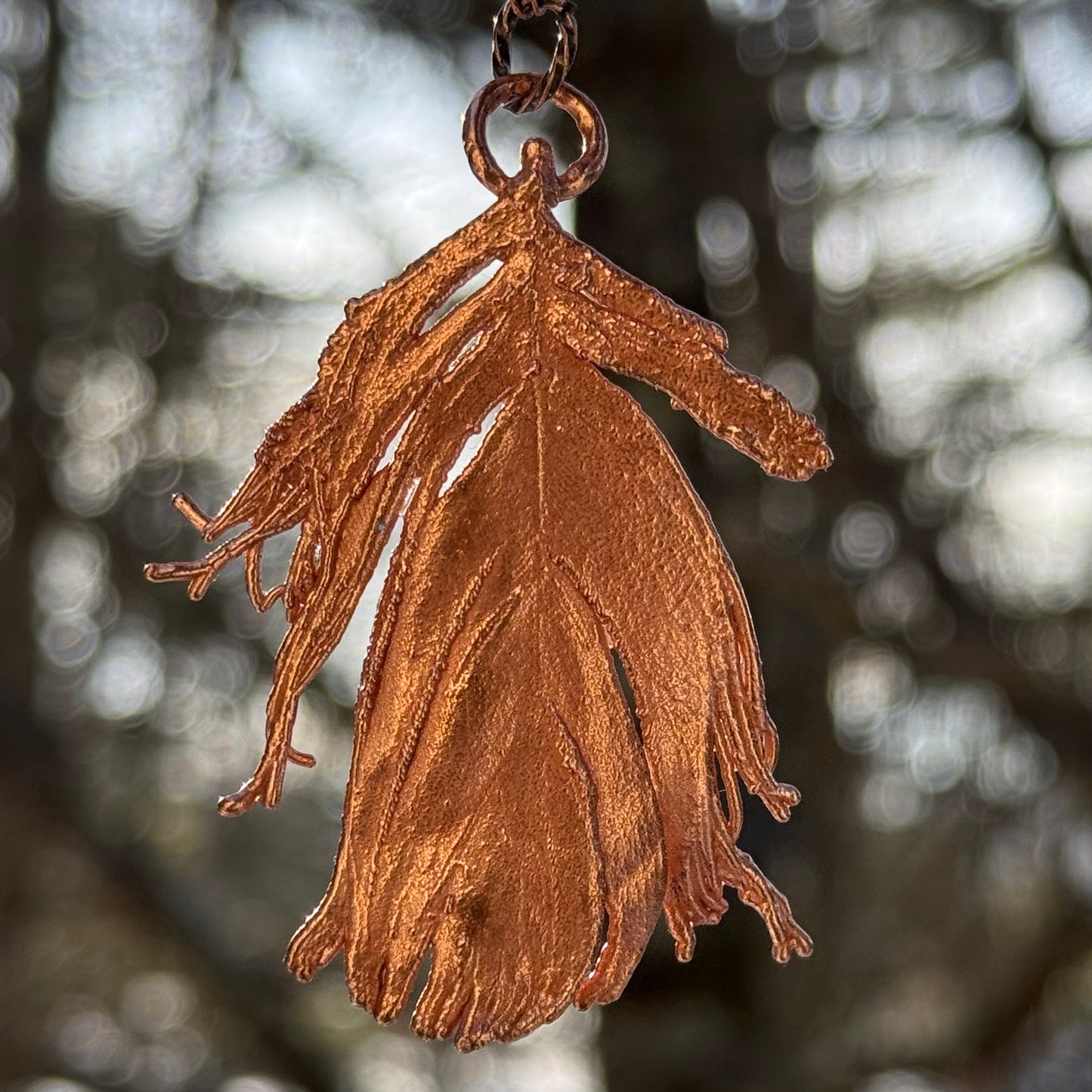 Electroformed Copper Feather Necklace