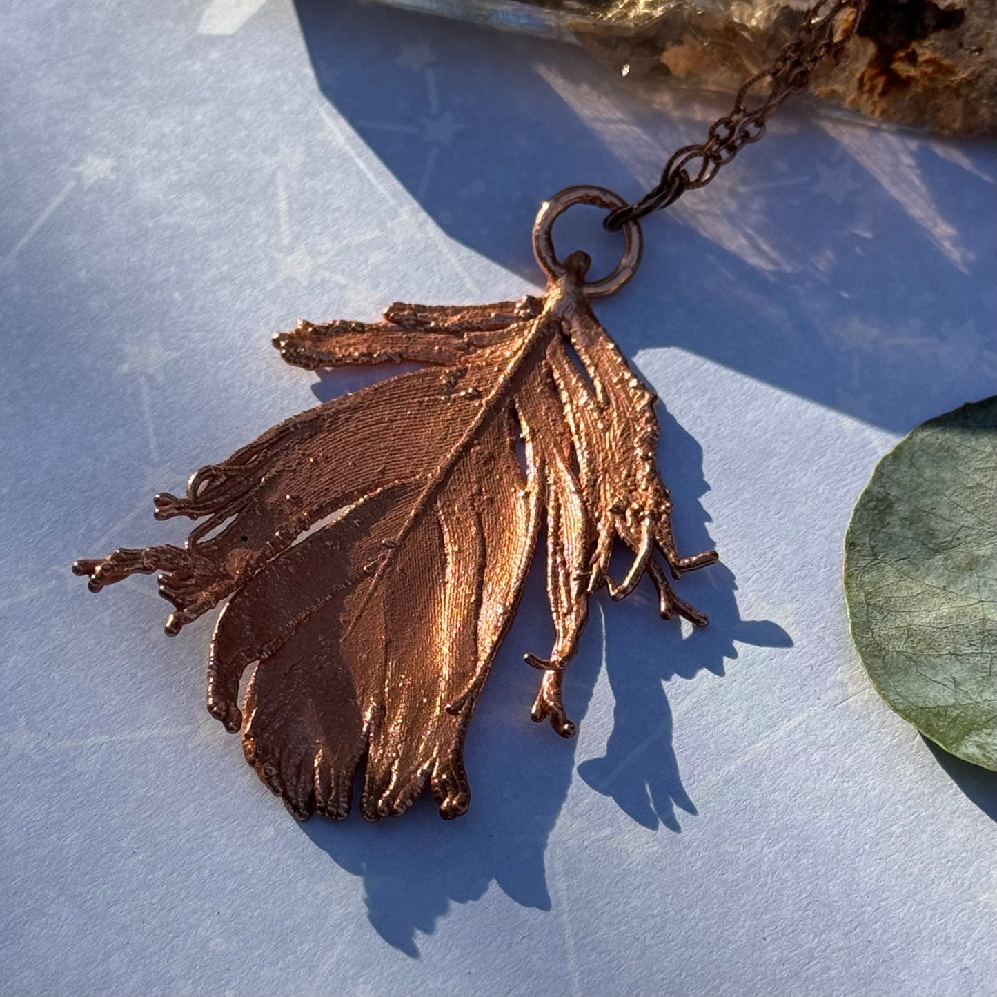 Electroformed Copper Feather Necklace