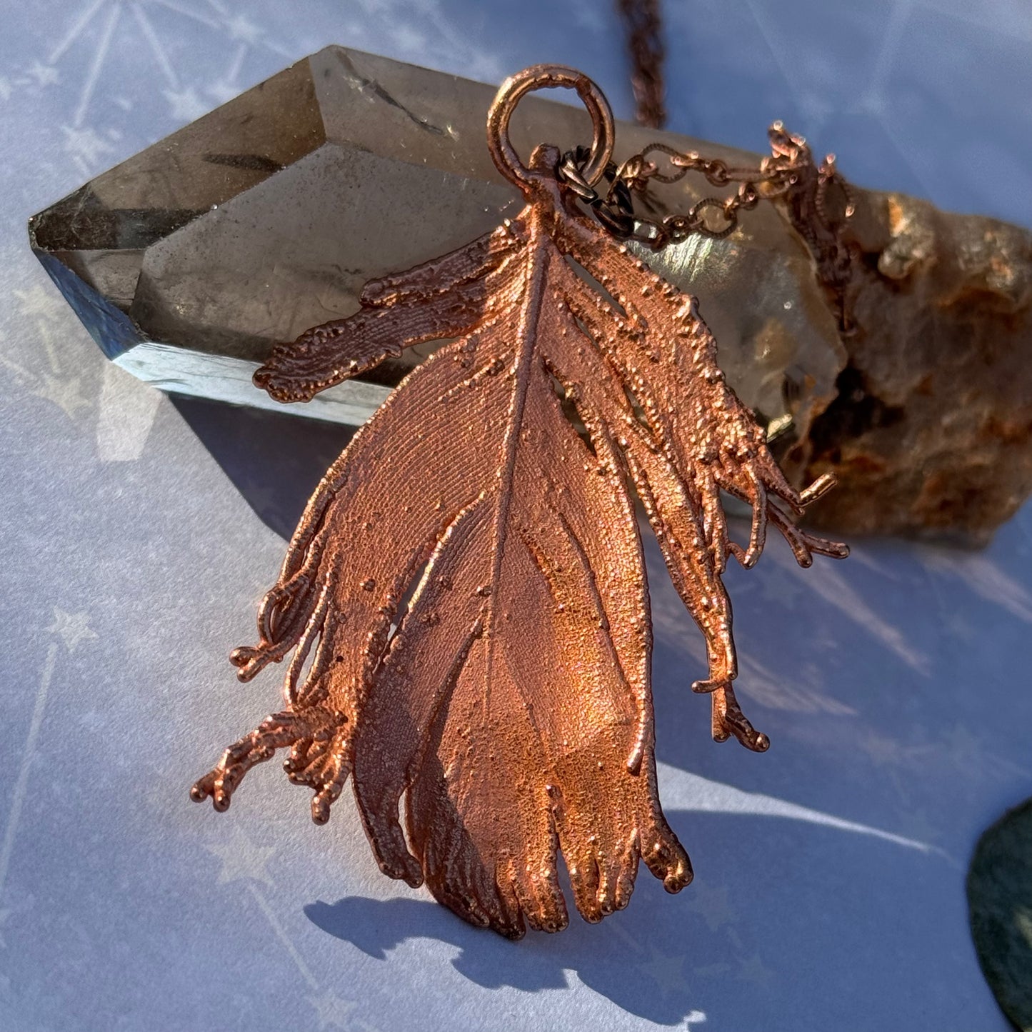 Electroformed Copper Feather Necklace