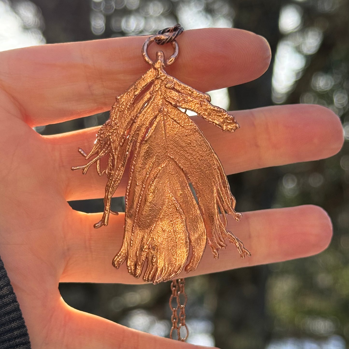 Electroformed Copper Feather Necklace