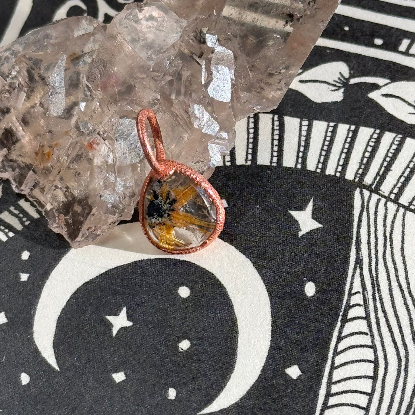 Ascend and Arise Necklace ۞ Rutile Quartz with Metal Beads